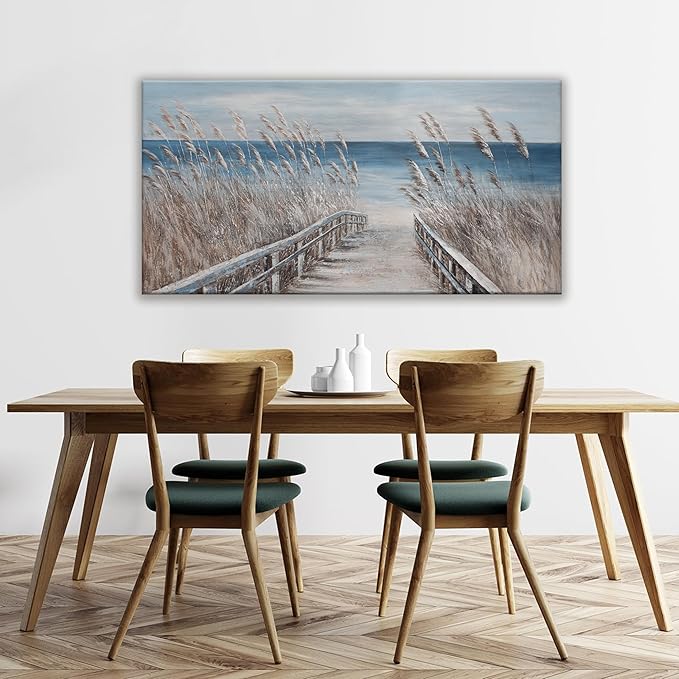 Canvas Wall Art Decor Large Wall Art for Living Room Vintage Coastal Wall Art Prints Landscape Beach Wall Art Decorations Blue Artwork for Walls Bedroom Office Kitchen Wall Decor 24" X 48"