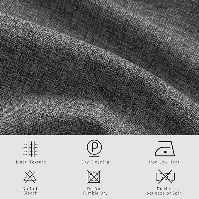 Macochico 100”Wx102”L 100% Blackout Pinch Pleated Linen Curtains for Sliding Door Bedroom Living Room Farmhouse Thermal Insulated Natural Grey Burlap Drapes with Tieback 1 Panel Shabby Chic Style