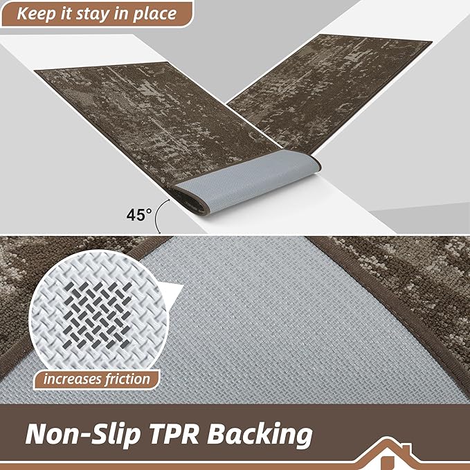 BEQHAUSE Dirt Trapper Door Mat 24"x36" Non-Slip Door Mats Washable Entryway Rugs Stain Resistant Doormat Absorbent Welcome Floor Mat for Front Back Door, Muddy Wet Shoes & Paws,Brown