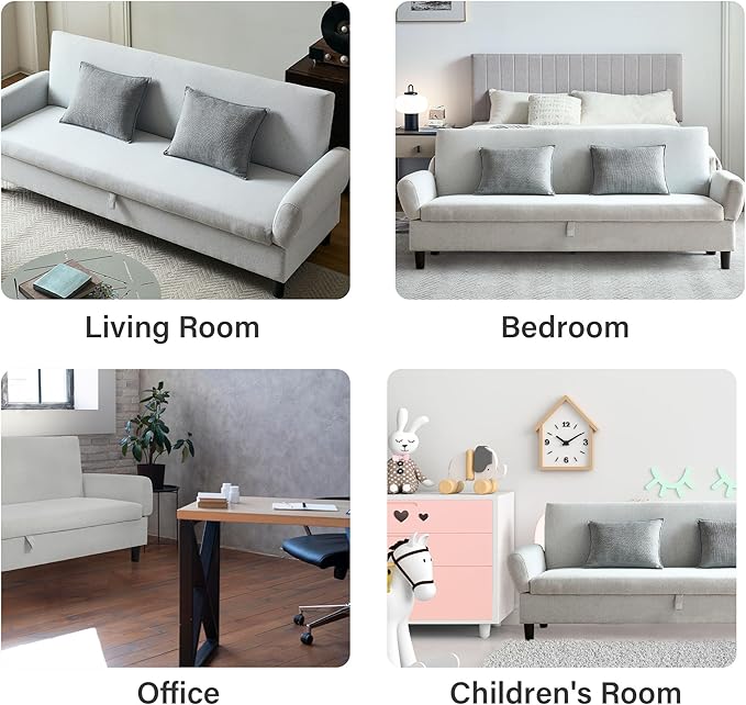 Convertible Futon Sofa Bed, 80.7" Adjustable Sleeper Sofa with Storage, 3-Seater Couch, 5-Position Reclining Back, 7" Thick Cushion, Twin Size Sofa for Small Spaces, Living Room, Bedroom, Dorm, Office