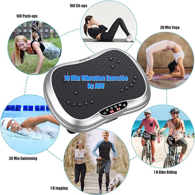 AXV Vibration Plate Exercise Machine Whole Body Workout Portable Mini Vibrate Fitness Platform Lymphatic Drainage Machine for Weight Loss Shaping Toning Wellness Home Gyms Workout (Mini)