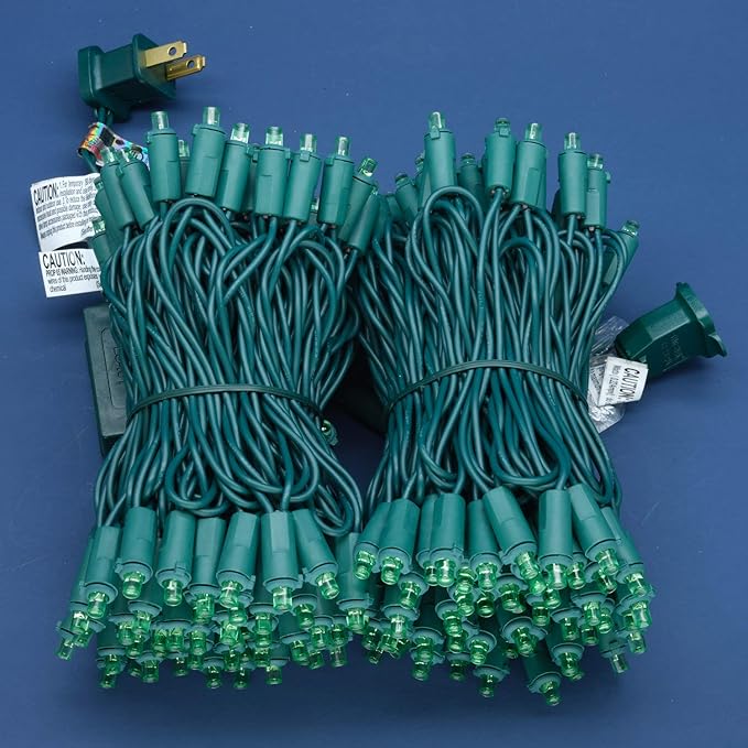 200 Count Green Wide Angle LED Christmas Lights, 66 ft Green Wire UL Certified Commercial Grade 5mm Holiday String Light Set (Green)