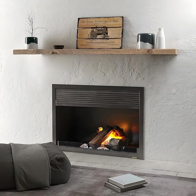 Floating Shelves - 8" Deep Rustic Reclaimed Barnwood Wall Hanging Shelves with Invisible Heavy-Duty Metal Bracket - Wall Mounted - Farmhouse Style - 48 inches, Distressed Natural