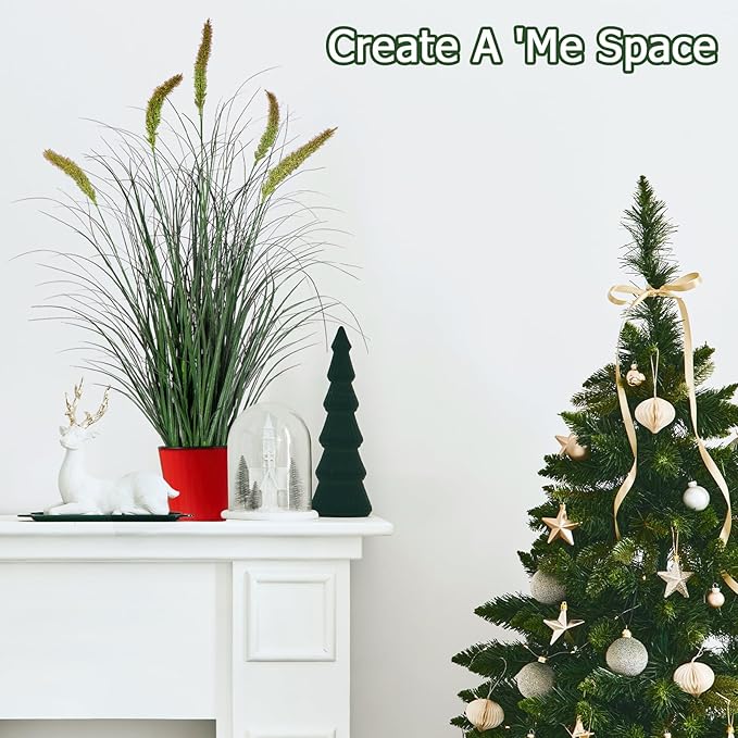 Green Onions Fake Plants,Artificial Plants Indoor, Fake Grass Decor Green Plant Fake Outdoor Flowers Fake Succulents,Artificial Tall Grass Plants with Pots House Decorative(36“ 1 Pack)