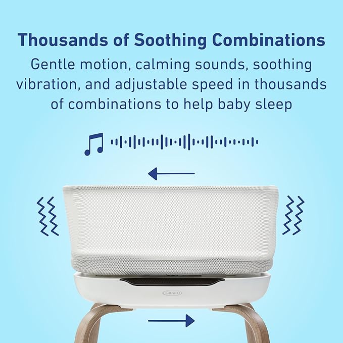 Graco SmartSense Soothing Baby Bassinet – Smart Newborn Bassinet Detects and Automatically Responds to Baby's Cries – for Newborn Babies to 6 Months