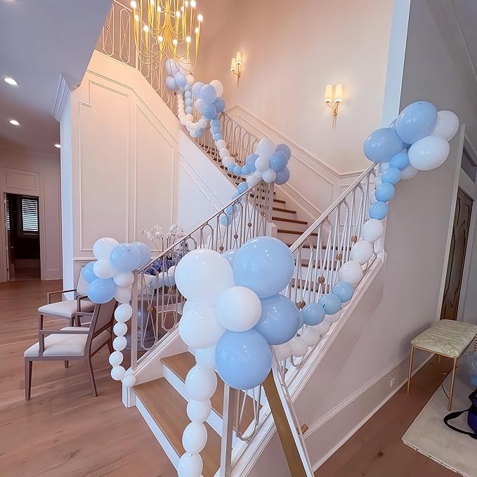 Light Blue Linking Balloons, 60PCS 6 Inch Small Baby Blue Quick Link Balloons for Making Balloon Wall Heart Arch, Tails Balloon for Wedding Birthday Baby Shower Engagement Graduation Party Decorations