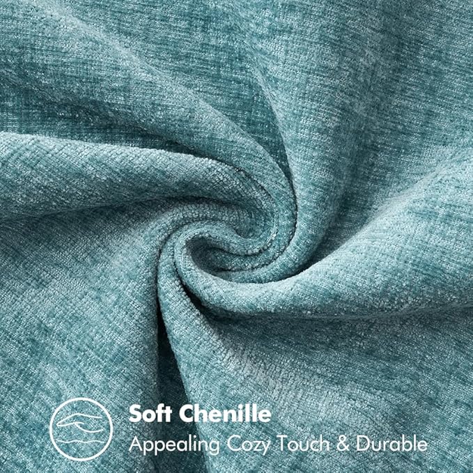MIULEE Pack of 2 Couch Throw Pillow Covers 20x20 Inch Smoke Blue Farmhouse Decorative Pillow Covers with Stitched Edge Soft Chenille Solid Dyed Spring Pillow Covers for Sofa Bed Living Room
