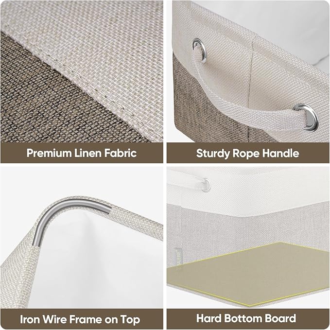 BALEINE 1 Pack Fabric Storage Bins for Shelves, Linen Storage Baskets for Organizing, Decorative Closet Bins for Clothes, Home (Brown, 12"x8"x8")