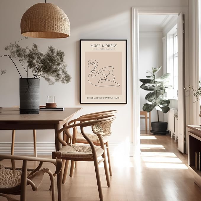 Poster Master Vintage Poster - Retro One Line Swan Drawing Print - Swan Art - Bird Art - Minimal Gift for Her, Animal Lover - Abstract Decor for Home, Office, Bedroom - 16x20 UNFRAMED Wall Art