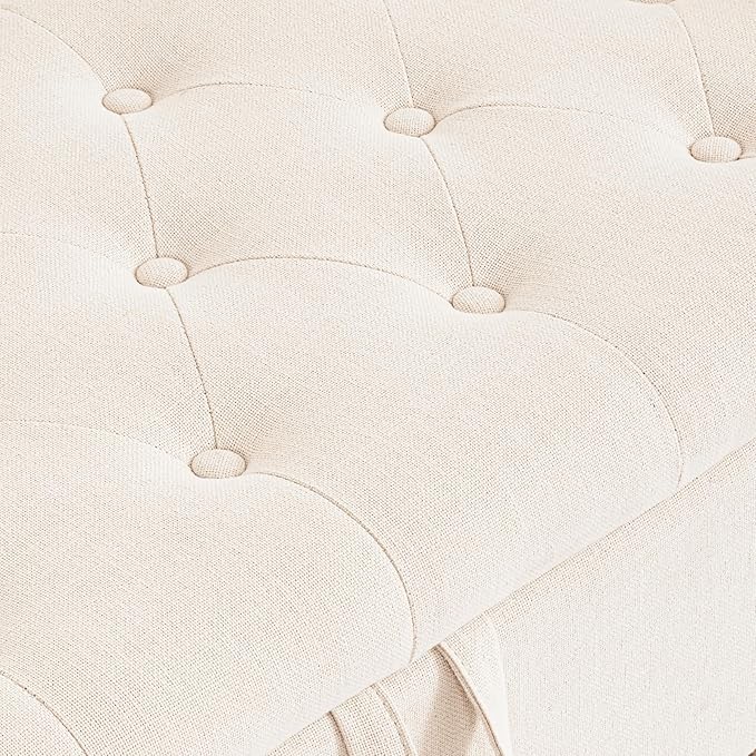 Furniliving 51” Storage Benches, End of Bed Bench with Button-Tufted Large Upholstered Storage Ottoman Linen Window Bench with Storage Shoe Cabinet Bench, for Bedroom, Entryway, Closet, Beige