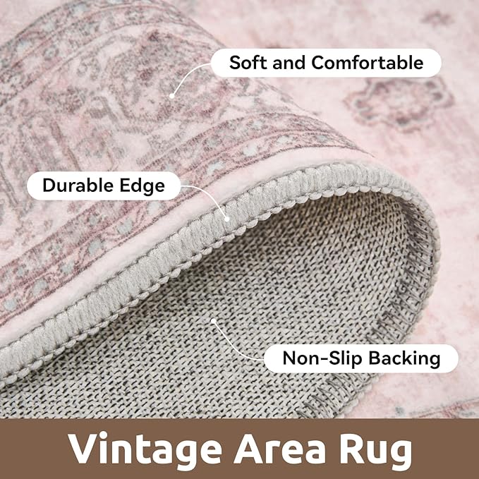 AMOAMI Vintage 2X10 Runner Rug Non Slip Soft Runners for Hallways Washable Hallway Runner Rug Bedside Rugs for Bedroom Long for Hallways Entryway Laundry Room Stair Kitchen Bathroom