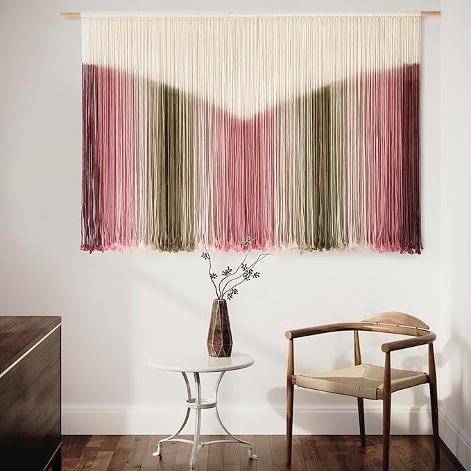 IOWER Large Macrame Wall Hanging Boho Wall Decor Large Scale Tie-Dye Yarn Living Home Room Boho Wall Decor for Bedroom Home Wall Art 57" W x 35" L