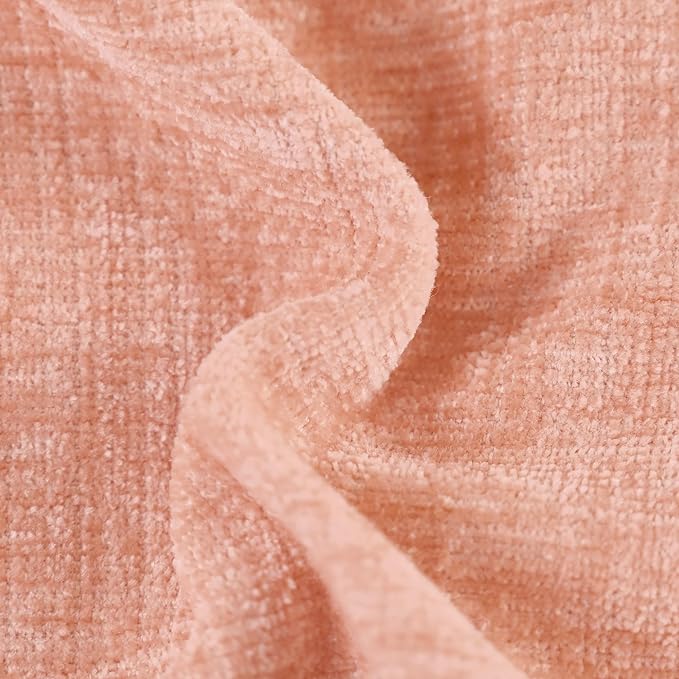 CaliTime Throw Pillow Covers Decorative 22 X 22 Inches Pack of 2 Cozy Chenille Cushion Cases for Couch Sofa Bed Living Room Home Dusty Pink