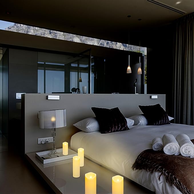 Aignis 9pcs Flameless LED Candles Battery Operated with 10-Key Remote & Timer, Indoor Heat Resistant, 3D Wick with Warm Flickering Glow for Cozy Home/Wedding/Holiday Décor (D 2.2" x H 5"/6"/7")