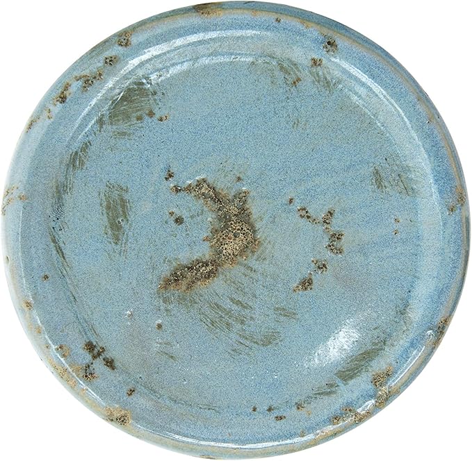 Creative Co-Op Small Distressed Blue Terracotta Pillar Candle Holder