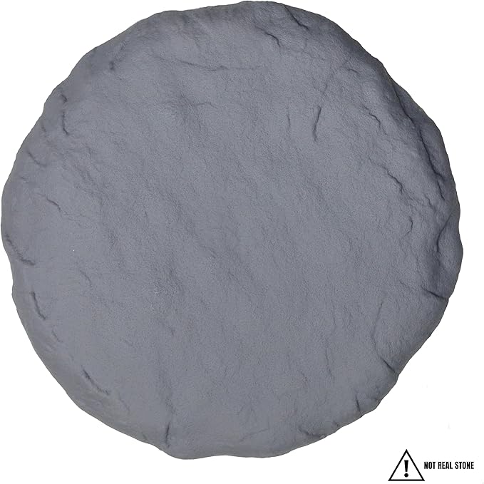 Ei Circular 15.5” Stepping Stones with Ground Stakes - Home or Garden Step Stones for Outdoor Walkway or Pathway Pavers - Resin Material (4, Light Grey Stone)