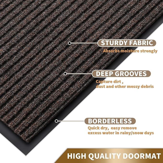 Yimobra Front Door Mat Outdoor Indoor Entrance, 100% Waterproof All-Season All Weather Doormat, Welcome Matt Outside Entry, Non Slip, Low Profile, Heavy Duty Patio Porch Floor Mats,29.5 x 17