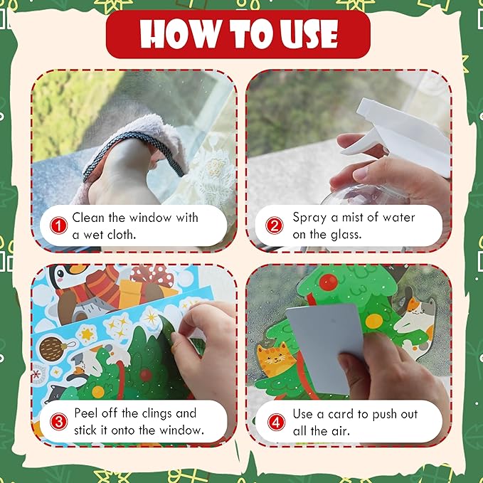 Christmas Window Clings - Christmas Large Window Stickers for Glass Window, Reusable Static Vinyl Double-Sided Winter Decals, Cute Snowflake Snowman Holiday Xmas Decorations, 197 PCS/9 Sheet