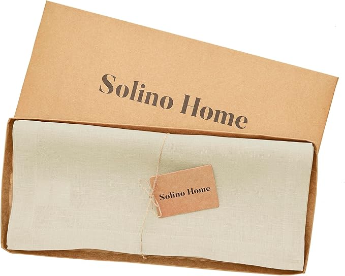 Solino Home Linen Birch Table Runner 144 Inches Long - 100% Pure Linen Extra Long Table Runner 14 x 144 Inch for Fall, Autumn, Thanksgiving - Fete