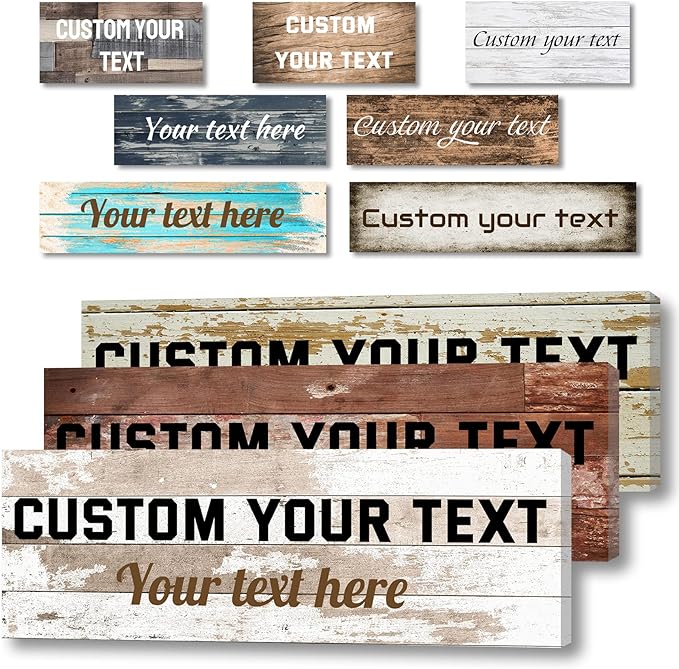 LZIMU Custom Signs for Wall Personalized Canvas Prints Sign with Your Text Customized Family Sign Wall Art for Rustic Farmhouse Home Decor (5"x10")