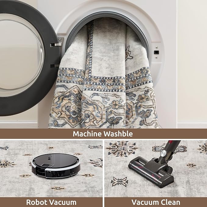 AMOAMI Vintage 3X10 Runner Rug Non Slip Soft Runners for Hallways Washable Hallway Runner Bedside Rugs for Bedroom Long Rug for Hallways Entryway Laundry Room Stair Kitchen Bathroom