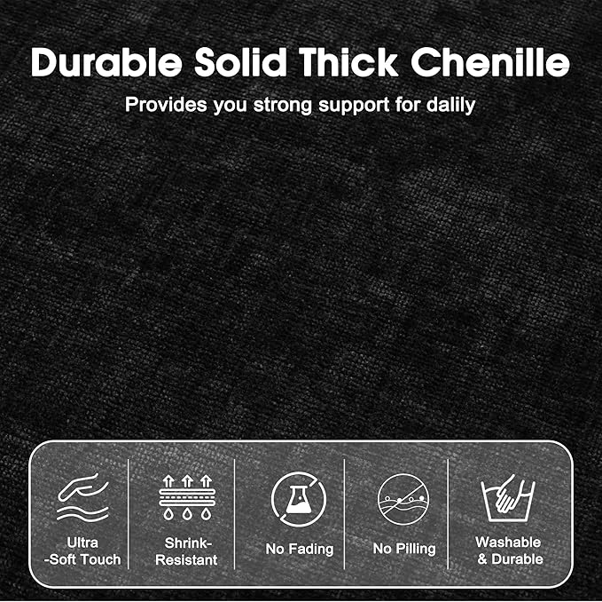 Modern Minimalist Chenille Modular Sectional Sofa, Oversized Deep-Seat U-Shaped Couch with Movable Ottoman, Thick Cushions, Upholstered Sofa for Living Room, Bedroom, Office, Apartment Black 1 Ottoman