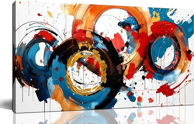 Abstract Wall Art Large Canvas Prints Modern Living Room Bedroom Home Office Wall Decor Framed Colorful Circle Abstract Picture Ready to Hang Size 20x40