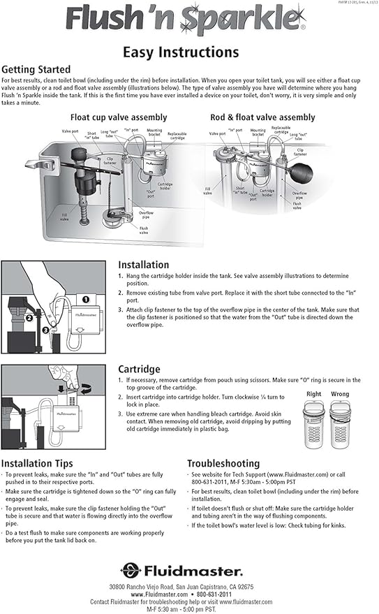Fluidmaster 8202P8 Flush 'n Sparkle Automatic Toilet Bowl Cleaning System Refills, BioBalance Septic 2-Pack