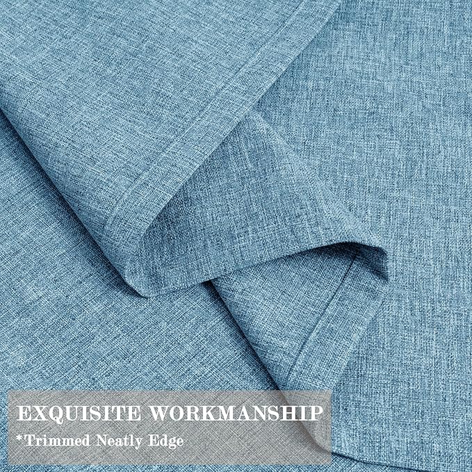 Full Blackout Privacy Curtains, 240 Inch Extra Wide Linen Blend Drapes, Pinch Pleat Window Drapery for Room Divider Storage/Space Room Separation, 1 Panel, W 240" x L 108", Blue