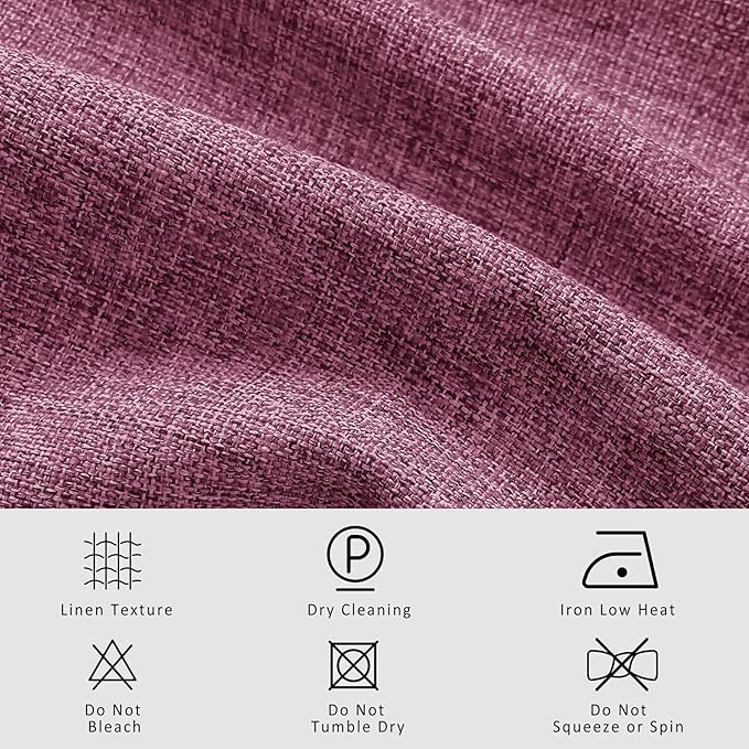 Macochico 52”Wx96”L 100% Blackout Curtains for Bedroom Living Room Nursery Lilac Pinch Pleated Linen Curtains Farmhouse Burlap Drapes Thermal Window Panels with Hooks and Tieback 1 Panel