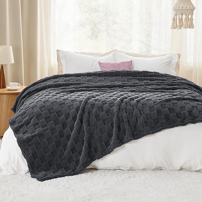 Bedsure GentleSoft King Size Blanket for Bed - Super Soft Cozy Blankets for Women Men Girls, Large Fuzzy Fleece Throw for Bedroom Decor, Dark Grey,108x90 Inches