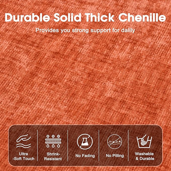 Modern Minimalist Chenille Modular Sectional Sofa, Oversized U-Shaped Couch with Movable Ottoman, Thick Cushions, Upholstered Sofa for Living Room, Bedroom, Office, Apartment Orange 2 Ottoman