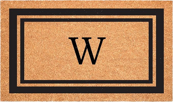 Calloway Mills 152963048W Black Border 30" x 48" Monogram Doormat Letter (W)