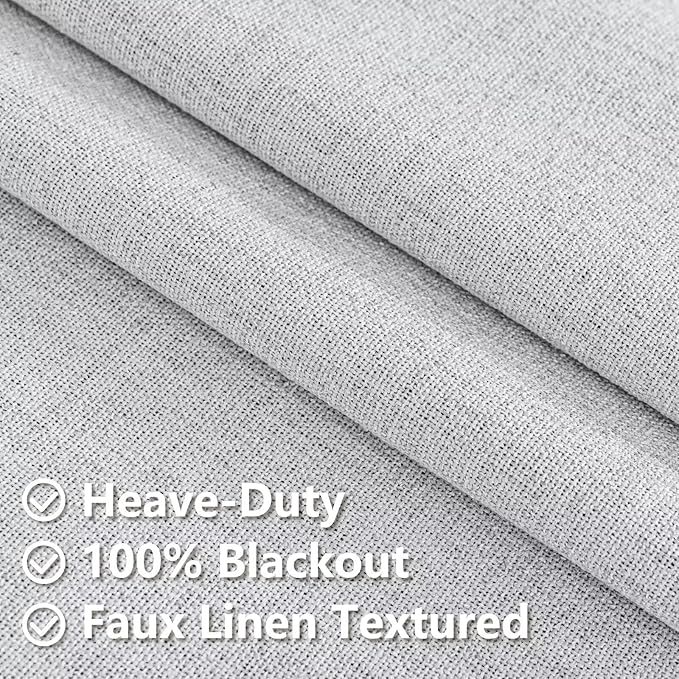 Blackout Curtains 72 Inch Length 2 Panels Set, 100% Black Out Textured Thermal Curtains, Grommet Privacy Light Blocking Drapes for Living Room Bedroom Luxury Deco(52W × 72L inch, Off-White)