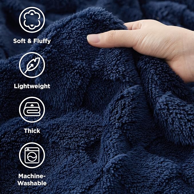 Bedsure GentleSoft Navy Blue Throw Blanket for Couch - Checkered Fleece Blankets Gifts for Women Men Girls, Cute Soft Cozy Throw for Bedroom Home Decor Gifts, 50x60 Inches
