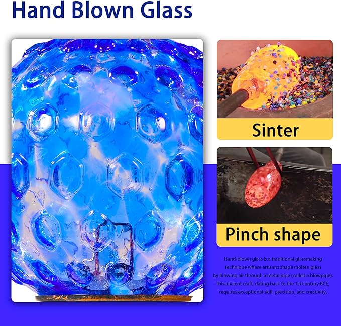 Garden Solar Lights, Decorative LED Honeycomb Glass Ball Garden Stake, Glass and Metal Outdoor Decoration, 4 x 31 Inch (Dark Blue)