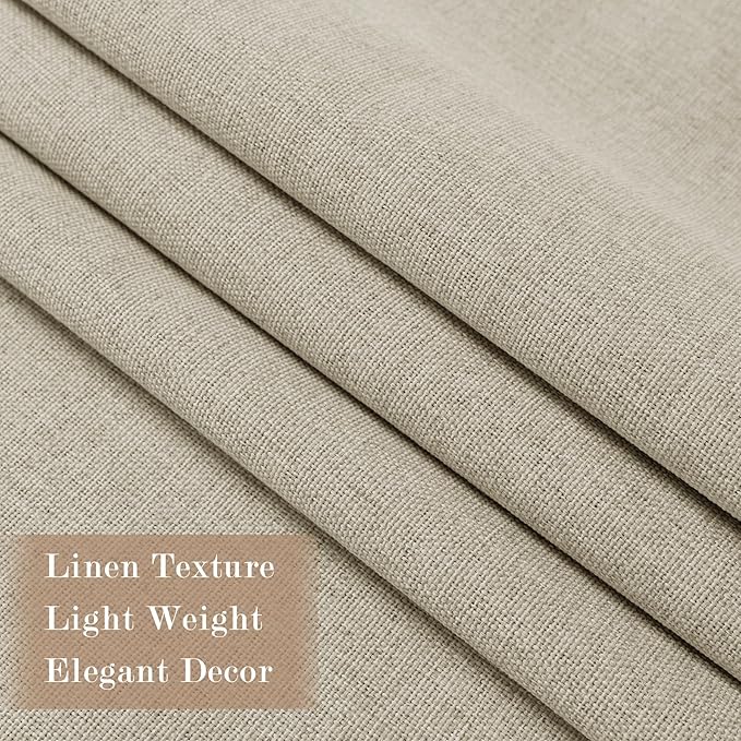 100% Blackout Linen Textured Drapes for Bedroom Pinch Pleated Curtains for Track System Portable Drapery for Sliding Glass Door/Storage/Space Room Divider, 70" Wx84 L, 1 PC, Beige