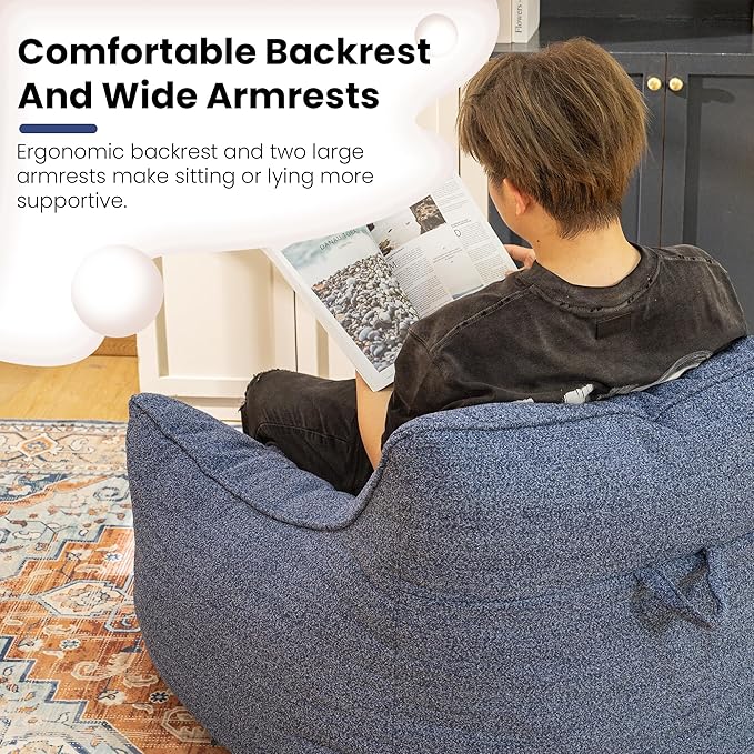 Bean Bag Chair with Filler, Bean Bag Sofa Chair with Tufted Soft Armrests Plush Lazy Sofa Comfy Chair,Large BeanBag Chair for Adults in Livingroom, Bedroom