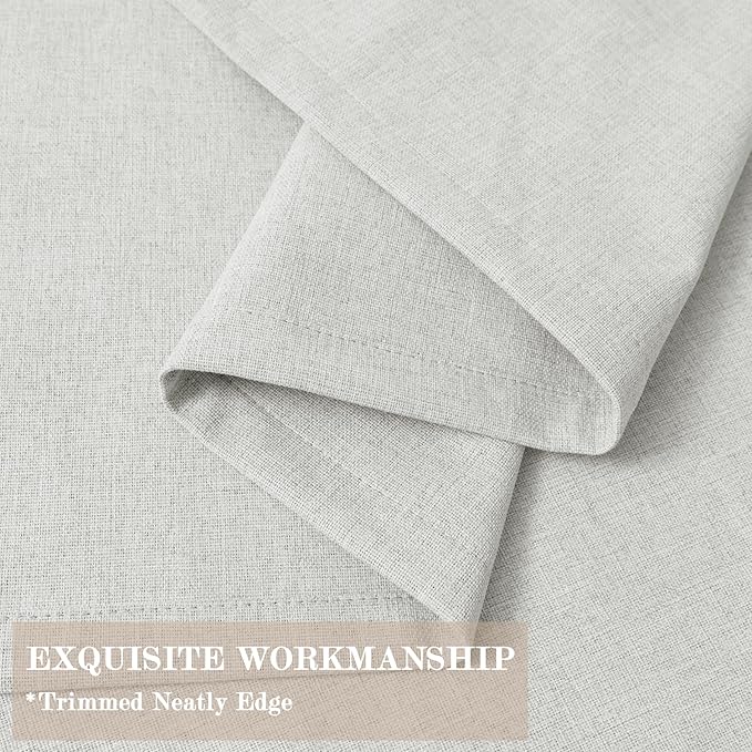 Greyish White Pinch Pleat 100% Blackout Drapes Linen Blend, Room Divider, Room Darkening, Energy Saving, Furniture Protecting, Light Blocking Extra Wide Privacy Curtains, 240Wx84L, 1 PC