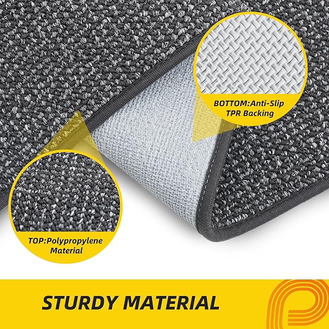 JSEI Dirt Trapper Door Mat 32"x48" Non-Slip Washable Entrance Mat, Dog Doormats, Absorbent & Fade-Resistant Floor Mats, Low Profile Welcome Mats for Entryway, Front Door, and Inside Entrance,Dark Grey
