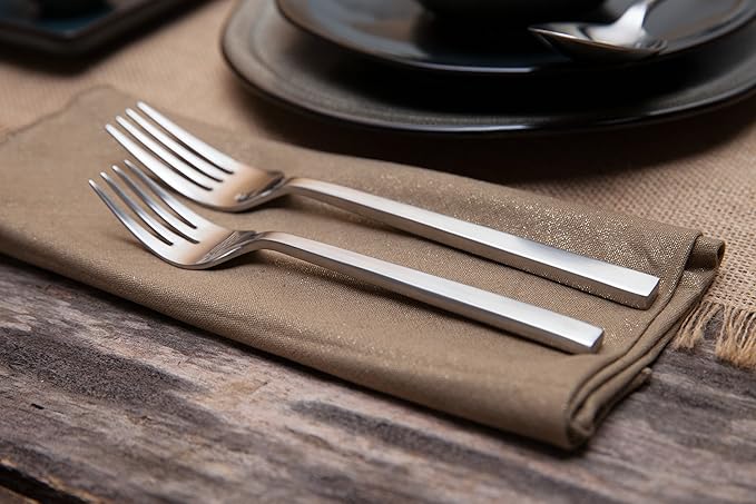 FORTESSA Arezzo 18/10 Stainless Steel Flatware, 5 Piece Place Setting With Knife, Forks and Spoons (Service For 1), Dishwasher Safe, Brushed Gold