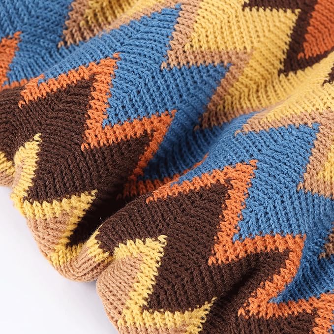 Boho Throw Blanket - Bohemian Fringe Tassels， for Bed Couch Soft ChairBlanket Double Sided (50"x70") (Yellow)