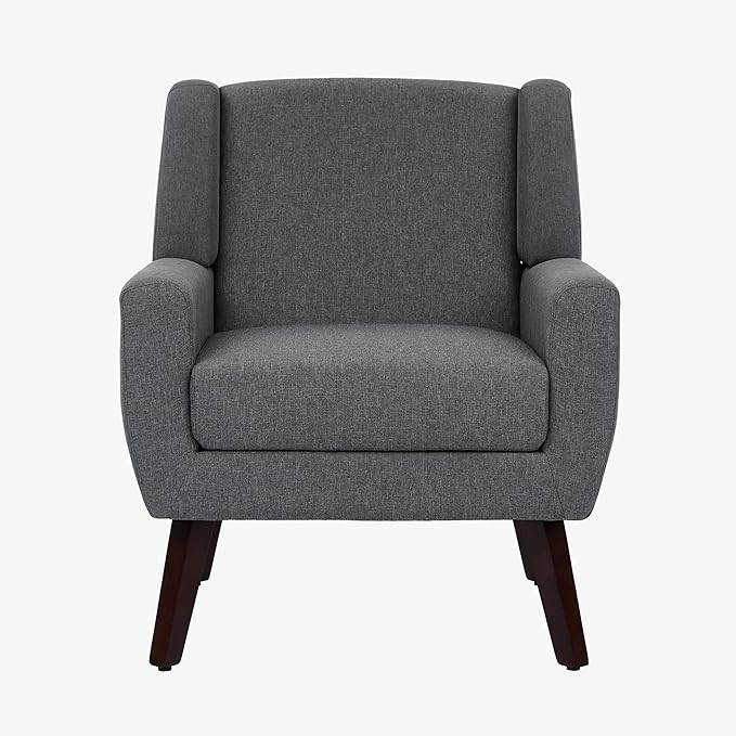 UIXE Accent Chairs Set of 2, Fabric Upholstered Armchair for Living Room, Comfy Arm Chair Single Sofa Bedroom Side Reading Seat - Flax Gray