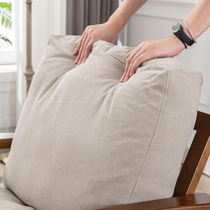 chairus Mid Century Accent Armchairs Modern Upholstered Lounge Chair Compfy Leisure Arm Chair for Living Room Fireplace/Bedroom/Reception/Dorms, Set of 2, Denim Fabric Beige