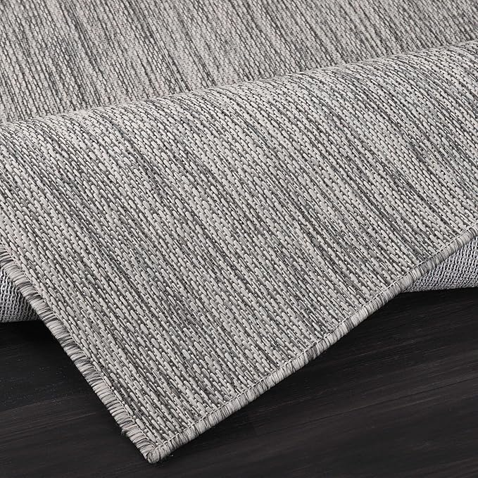 CAMILSON Outdoor Rug 5x7 Modern Area Rugs for Indoor and Outdoor Patios and Porches - Waterproof, Washable, Non-Shedding, Easy-to-Clean Outside Carpet (5 x 7, Solid - Silver Gray)