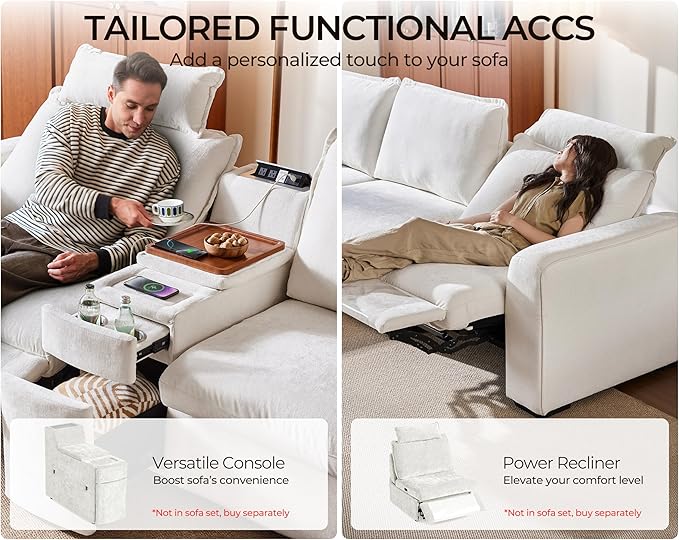 Oversized Modular Sofa Comfy Cloud Couch with Storage, Extra Deep Plush Sectional Sofa Set for Living Room, Covers Washable, Chenille, Olar (White, 6-Seater with 2 Corners, u-Shaped)