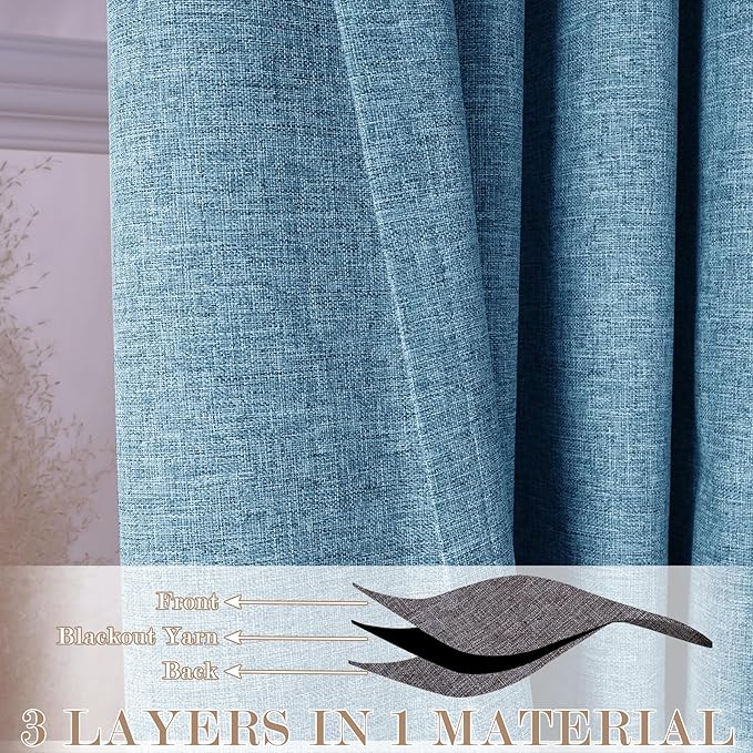 150 Inches Extra Wide Room Divider Draperies, Pinch Pleat Drapes, Absolutely Blackout Sliding Door Drapery, Total Privacy Ceiling Track Curtains, 150" W by 84" L, Blue (1 Panel)