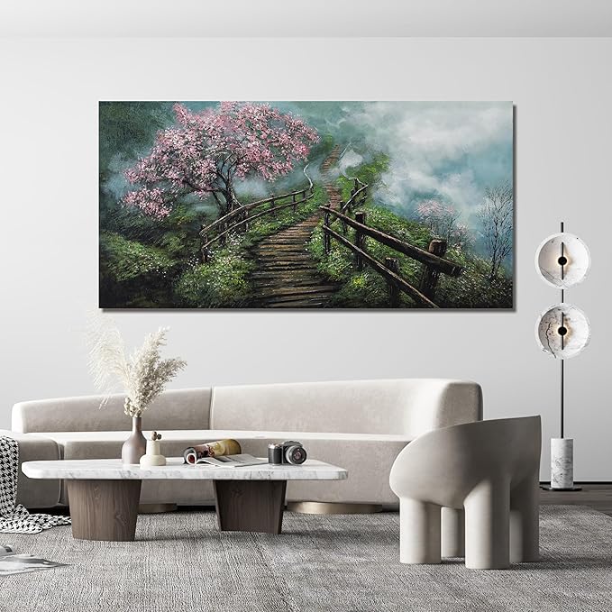 Dimpaga Canvas Wall Art Decor Large Wall Art Pictures for Living Room Tree of Life Wall Art Prints Foggy Trail Wall Art Decor Large Artwork for Walls for Room Home Office Wall Decor 29" X 58"