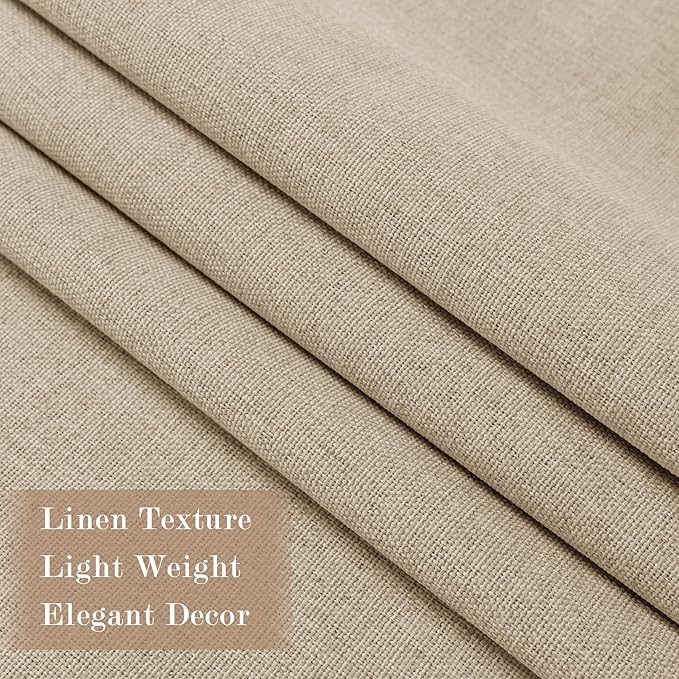 100% Blackout Linen Textured Drapes for Bedroom Pinch Pleated Curtains for Track System Portable Drapery for Sliding Glass Door/Storage/Space Room Divider, 70" Wx102 L, 1 PC, Sand Beige