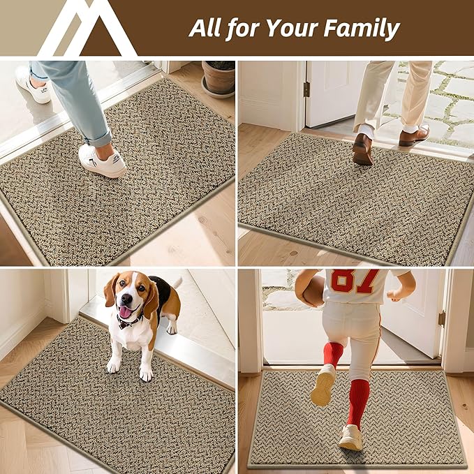 COSY HOMEER-Door-Mat 20" x 32" Non Slip Absorbent Entryway Rugs Dirt Trapper Doormats Washable Entrance Mats Low Pile Welcome Floor Mat for Front Back Door and Entry Mats,Taupe